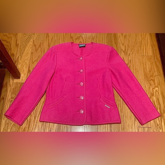 Women’s Size 38 GEIGER COLLECTION Pure New Wool Austrian Pink Button Up Sweater - Picture 5 of 16